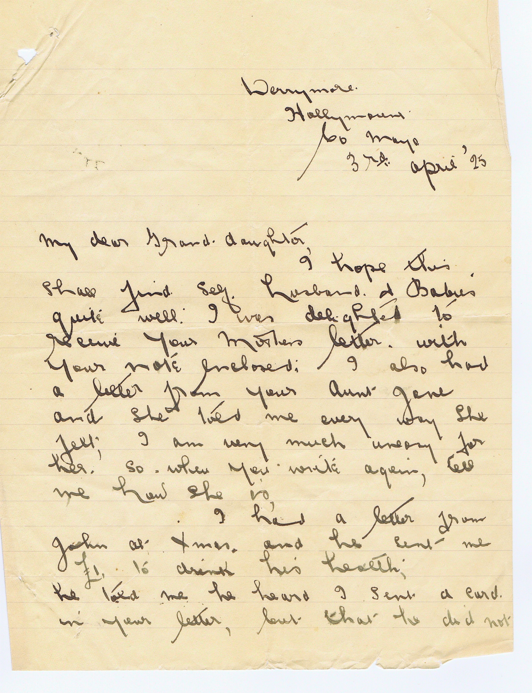 Margaret Hynes to Margaret Manley - Irish Heritage